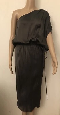 Vestido LANVIN Gris Seda Asimétrico Un Hombro Talla Francés 38 Foto 1 de 4