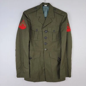 Cappotto abito militare vintage Corpo dei Marines USMC uomo 35R verde tasche lana bottoni - Foto 1 di 21