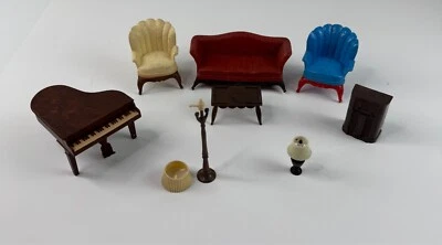 Vintage Renewal Brand Dollhouse LivingRoom Furniture Sofa Piano Lamps Chair - Image 1 of 4