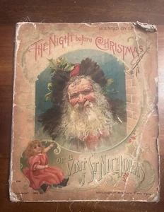 Original Antique 1896 Santa ‘The Night Before Christmas’ Children's Book - Picture 1 of 15