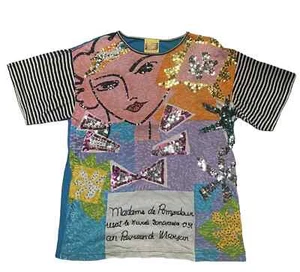 Rare 1980s Vintage Embellished Cotton Shirt by Joujou Pop Art One Size - Picture 1 of 6