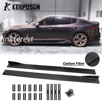 Side Skirts Splitter Spoiler Body Extension CARBON FIBER for Kia Stinger GT EX - Image 1 of 4