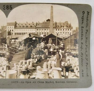 Stereoview Keystone View Co 10378 An Open Air China Market Koblenz Germany (O) - Picture 1 of 4