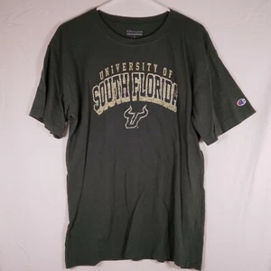 University Of South Florida Bulls Mens Large Green Short Sleeve Champion T Shirt - Picture 1 of 11