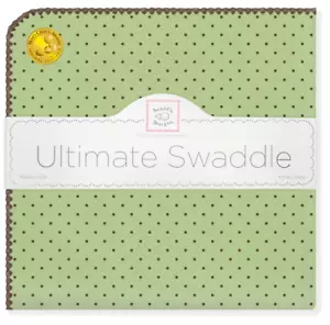 New Ultimate Swaddle Designs Receiving Swaddling Blanket Polka Dots Lime Green - Picture 1 of 2