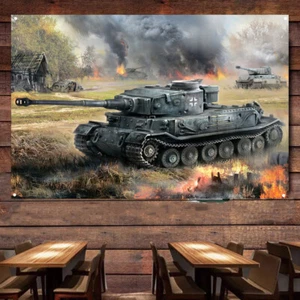 Póster mural Tigre alemán tanque pesado decoración de pared bandera armas blindadas C3 - Imagen 1 de 6