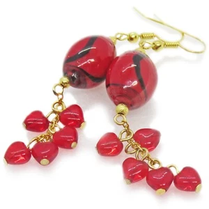 Hermosos pendientes de San Valentín con racimo de corazón de vidrio rojo de SoniaMcD - Imagen 1 de 11