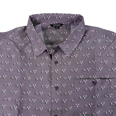 Camisa estoica para hombre mediana AOP camping verano elástica con botones manga corta Foto 1 de 4