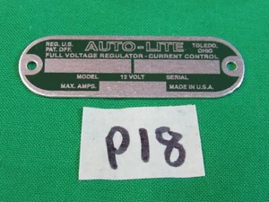 Data Plate Auto-Lite voltage regulator 12V Fits Dodge WC Scout Car M8 M20 (P18) - Picture 1 of 2