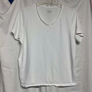 Womens Time and Tru size 3XL (22) white short sleeve cotton shirt - Picture 1 of 4