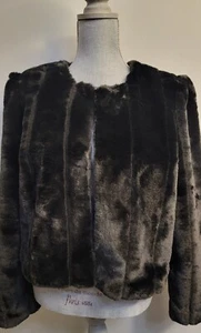 Michael Kors Large Faux Fur Black Cropped Jacket! NWT - Picture 1 of 6