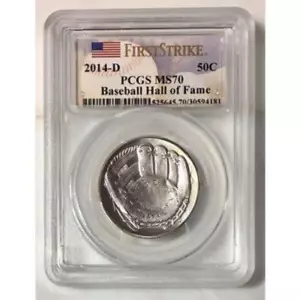 2014 D Baseball Hall Of Fame Half Dollar PCGS MS70 ***Rev. Tye's*** #418163 - Picture 1 of 4