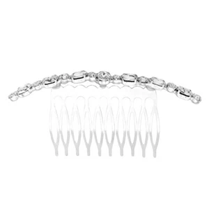 Clip accessorio capelli sposa pettine matrimonio metallo strass barrette ovale - Foto 1 di 12