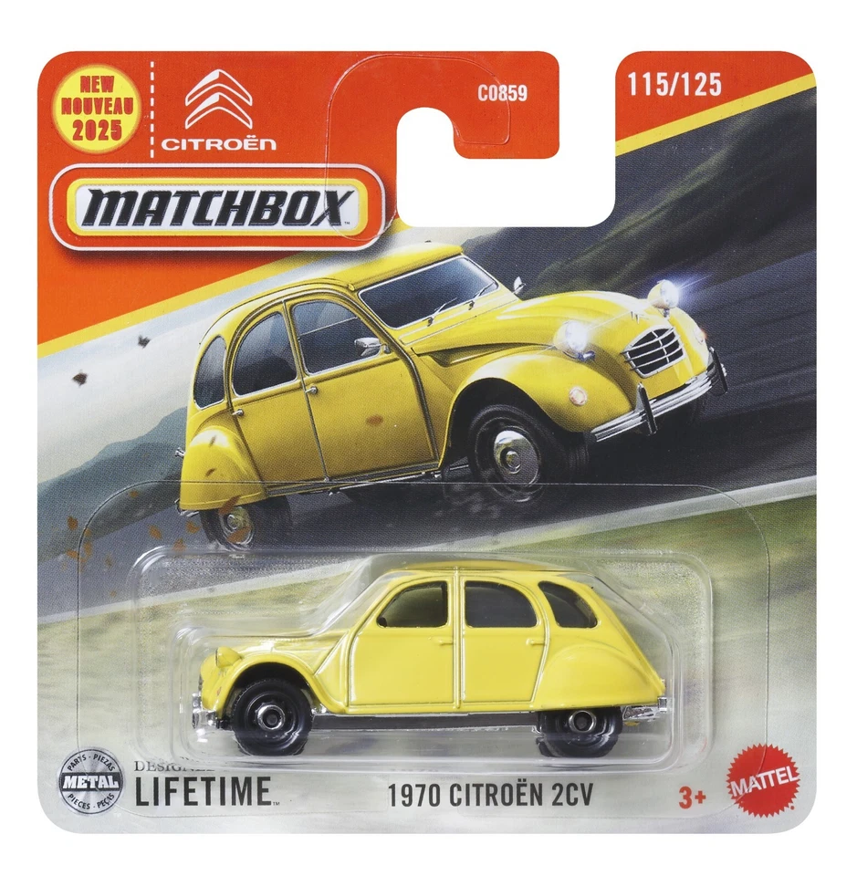 Matchbox 2025 1970 Citroën 2CV Yellow MB1503 1/64 Car JBR12 Short Card - Image 1 of 1