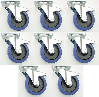 8x 160 mm SL Möbelrollen m. Bremse Rollen Möbel Transportrollen Lenkrollen Gummi - Bild 1 von 4