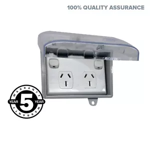Punto de alimentación doble resistente a la intemperie de 15 AMP en gabinete de agua bloqueo tapa transparente D GPO. - Imagen 1 de 11