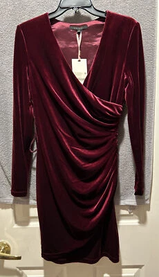 Vestido Alex Marie $168 Nikki Terciopelo Acanalado Caoba NUEVO Talla 4 Nuevo con Etiquetas Foto 1 de 4