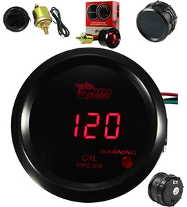 AU 2" 52mm 120 PSI Digital Red LED Oil Pressure Gauge With Sensor Auto Car Motor - Picture 1 of 8