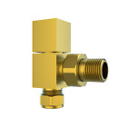 Brushed Brass Square Angled Radiator Valves   For Pipework Which Come Beba28059