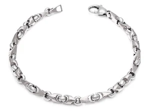 Brazalete de eslabón de moda de oro blanco liso de 10 K 7,5" 5 mm 14,8 gramos - Imagen 1 de 3