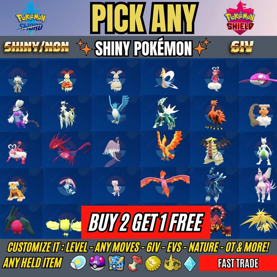 Pokemon Sword And Shield - ✨Ultra Shiny Pokemon ✨6IV, Max EVs,Any Held Item.