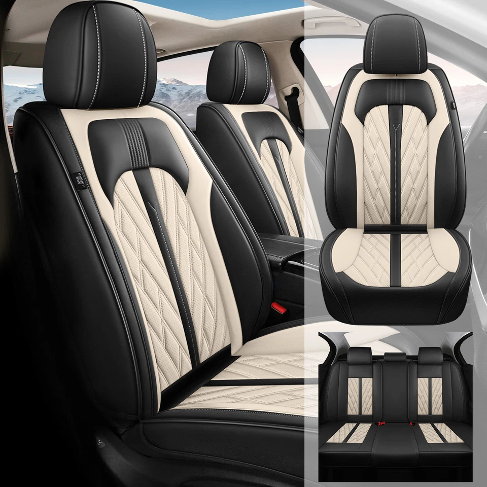 Car 2/5 Seat Covers Beige Faux Leather Cushion For Mitsubishi Endeavor 2004-2011 - Image 1 of 4