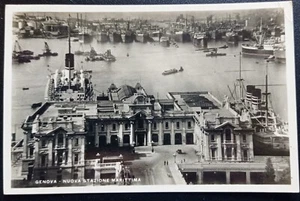 Cartolina b/n Nuova Stazione marittima – Genova VG 1938 FP annullo a targhetta - Picture 1 of 2