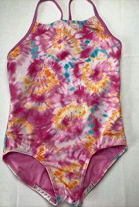 Speedo Girls Youth Sport One Piece Swimsuit UPF 50+, Tie Dye Pink, Size M-10 - Picture 1 of 7