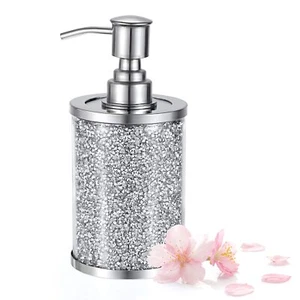 JUXYES Sparky Glas Crushed Diamonds Seifenspender Flasche mit Silber - Bild 1 von 9