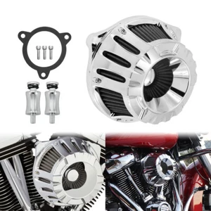 Chrome CNC Air Cleaner Filter Gray Intake For Harley Touring 08-16 Softail 16-17 - Picture 1 of 10
