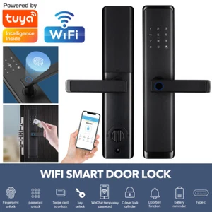 Electronic Smart Door Lock Tuya APP Fingerprint Card Password Key Home Security - Picture 1 of 20