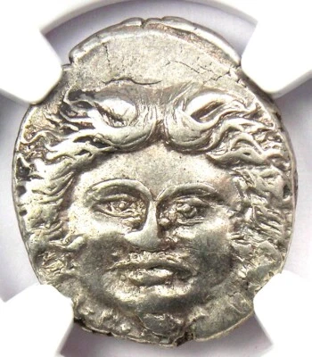 Moneda L. Plautius Plancus AR Denarius Medusa 47 aC - Certificada NGC Elección En muy buen estado Foto 1 de 4