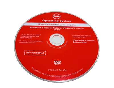 Dell Computer Recovery DVD Operating System Windows 8.1 Products 64 Bit. 0RGH4G - Image 1 of 3