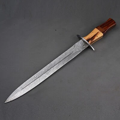 CUCHILLO DE CHEF PROFESIONAL DE ACERO INOXIDABLE personalizado hecho a mano damasco con cuero Foto 1 de 2