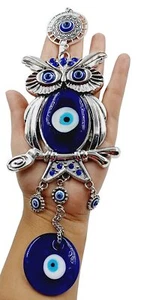 Evil Eye Hanging For Home Entrance Door Owl Nazar Battu Protection Luck Charm - Picture 1 of 4