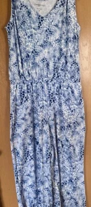 Cuddl Duds Cool & Airy Jumpsuit Romper szM Blue Faux Animal Print Stretchy Comfy - Picture 1 of 4