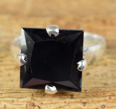 12.09 Carat Black Diamond Solitaire Square Cut Certified Ring Classic Collection - Image 1 of 4