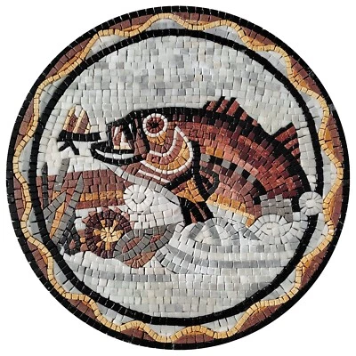 Handmade Jumping Trout Mosaic Medallion - Image 1 of 4