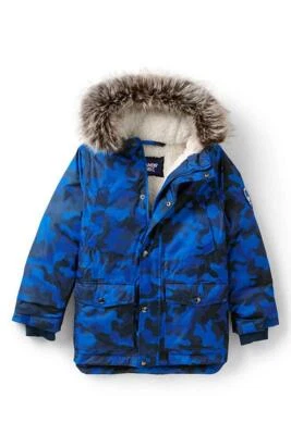 LAND' END маленьких мальчиков 4 камуфляж синий экспедиции вниз шерпа с подкладкой парка новый с Ярлыками $180 - Изображение 1 из 4