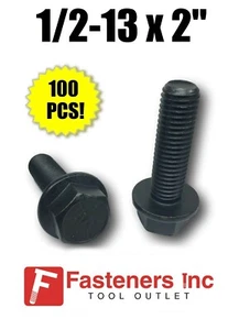 (Qty 100) 1/2-13 x 2" Grade 8 Hex Head Flange Frame Bolts Phos & Oil / Black - Picture 1 of 4