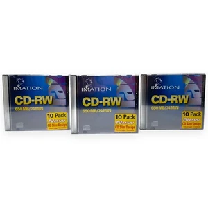 Imation 10er Pack CD-RW 650 MB/74 min CD Slim Case Design (3 10er Packungen) Neu aus altem Lagerbestand - Bild 1 von 4