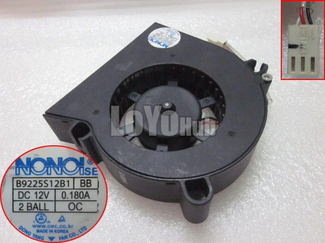 For NONOISE B9225S12B1 Turbo centrifugal fan DC 12V 0.18A 92mm 3wire 3-Pin 2BALL - Image 1 of 1