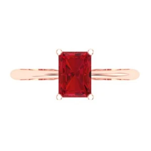 1CTRadiant Cut Ruby Stone Wedding Bridal Promise Engagement Ring 14k Rose Gold - Picture 1 of 11