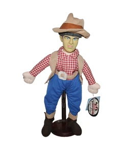 VTG Three Stooges Fisherman Moe Plush Figure W/Stand 2001 Original Tags 15 Inch - Picture 1 of 6