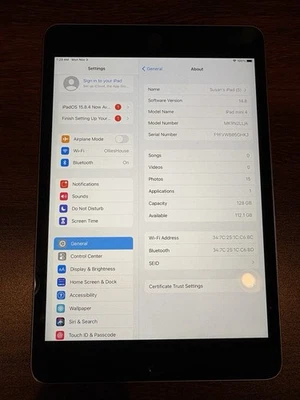 Apple iPad mini 4 128 GB, solo Wi-Fi 7,9 pulgadas - gris espacial A1538 MK9N2LL/A Foto 1 de 4