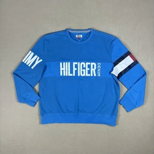 Tommy Hilfiger Denim Herren Crewneck Sweatshirt XXL Blau Logo Spellout Flag - Bild 1 von 16