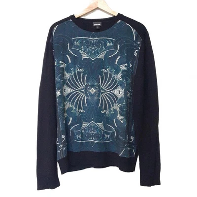 Auténtico JUST Cavalli Negro Azul Crema Para Hombre Cutsew Foto 1 de 4