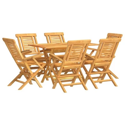 Patio Dining Set Outdoor Table and Chair Furniture Solid Wood Teak vidaXL - Image 1 of 4