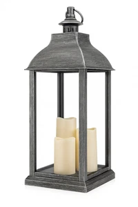 ELAMBIA Outdoor-Laterne Rotationslicht inkl. 3 LED-Kerzen Timer, 24x24x59cm - Bild 1 von 1