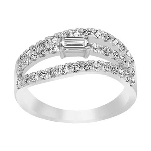 Ladies Ring 1.00ct Round/Emerald Diamond 14k White Gold - Center Stone 0.25 Ct - Picture 1 of 1